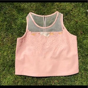 Pink leather crop shirt
